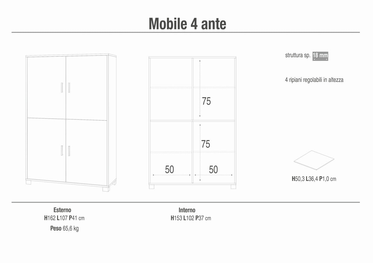 KIT D'ARMOIRE 4 PORTES 734K-C