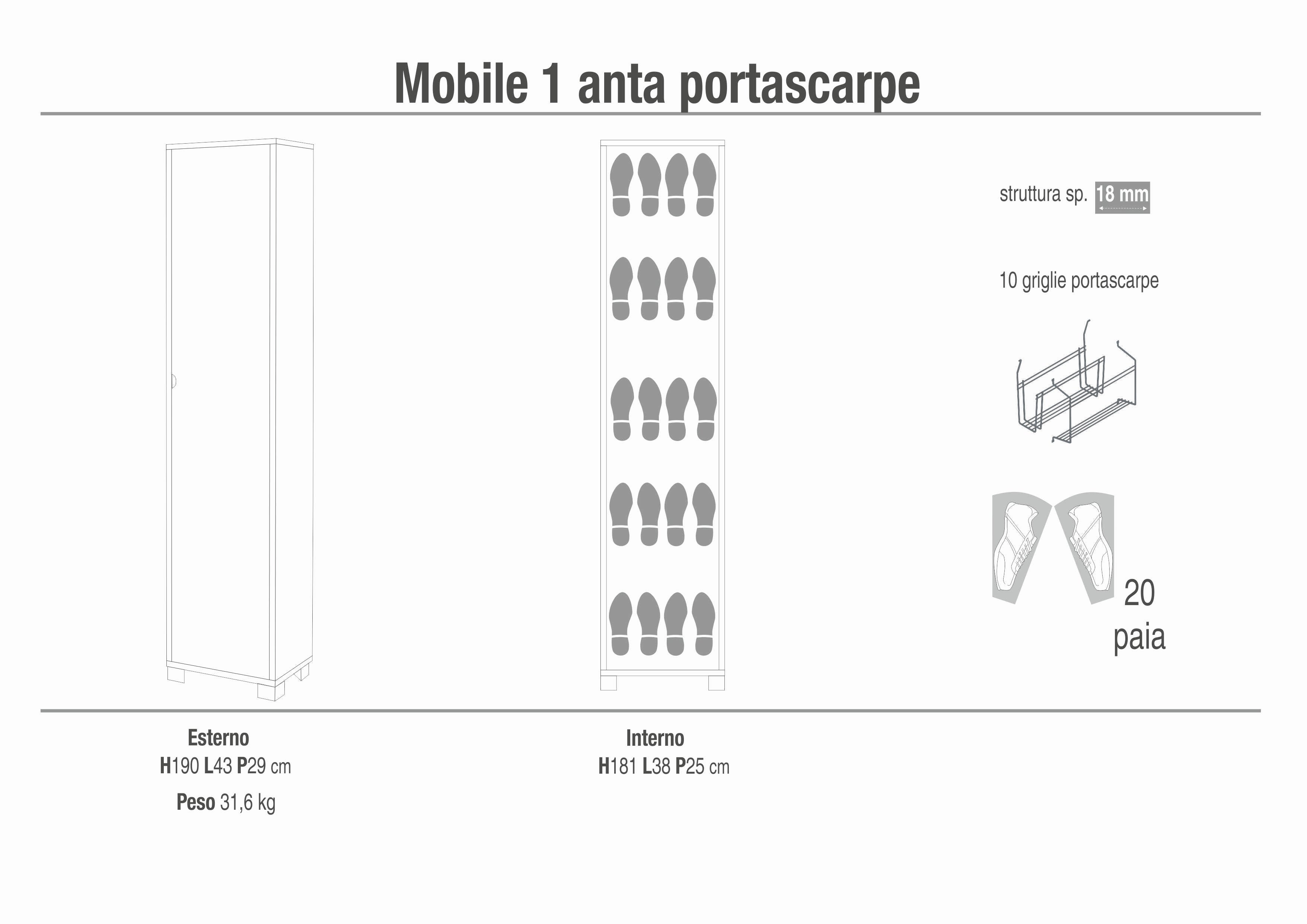 COLONNA 1 ANTA PORTASCARPE 745-C