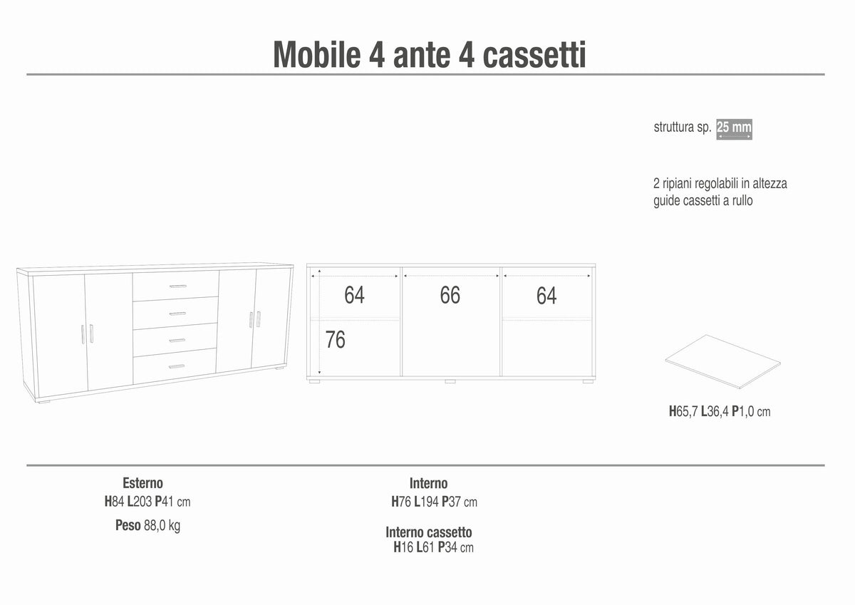 KIT D'ARMOIRE 4 PORTES ET 4 TIROIRS DB808K-C