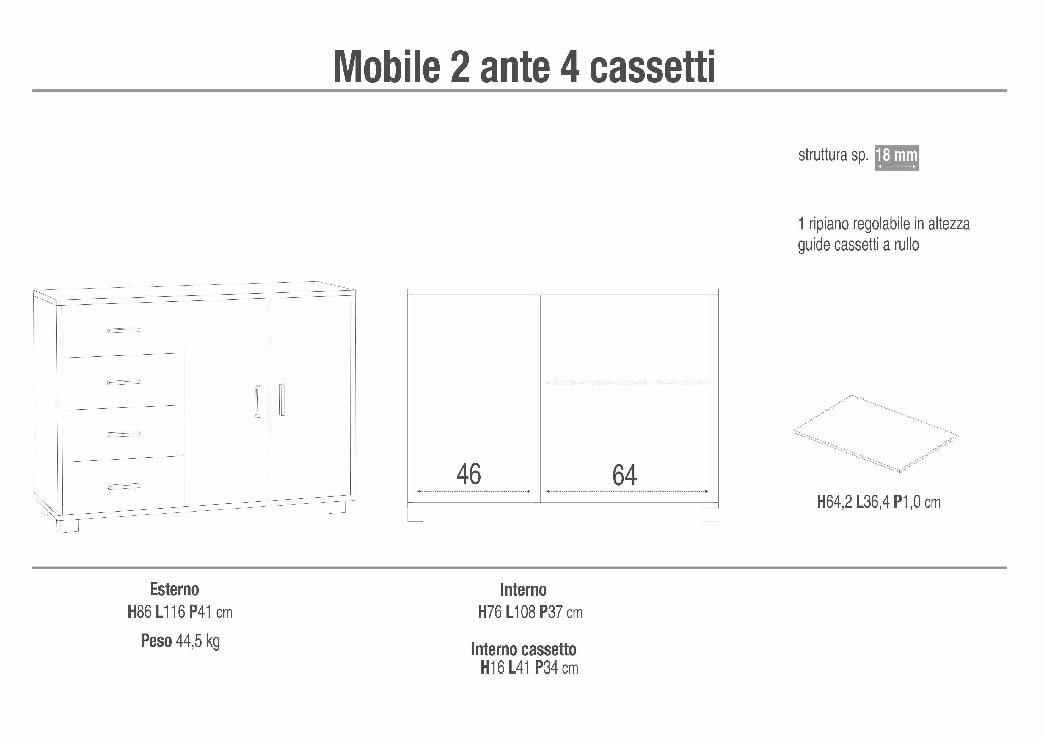MOBILE 2 ANTE 4 CASSETTI KIT 799K030