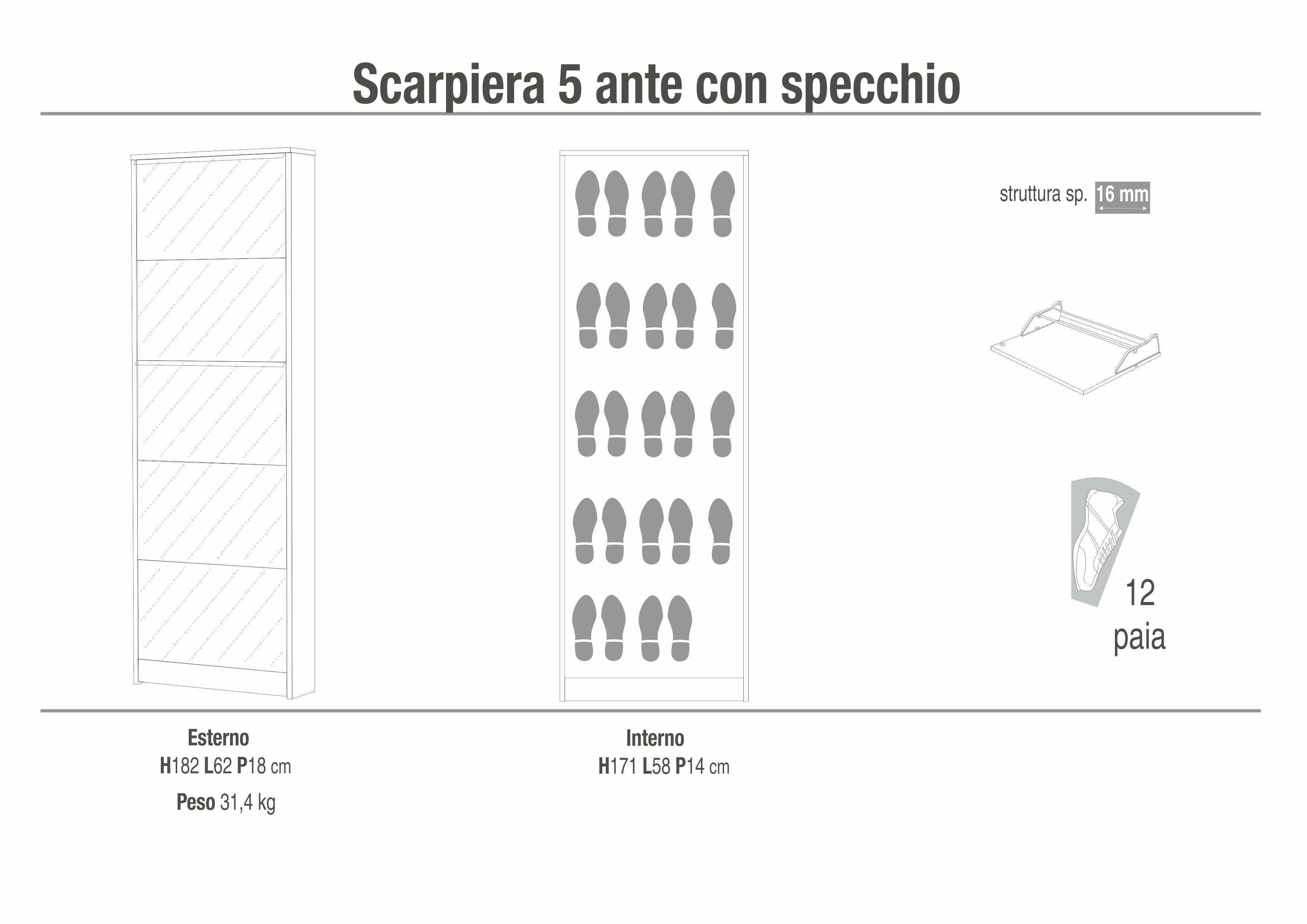 SCARPIERA 5 ANTE SPECCHIO P.18 185SP-C