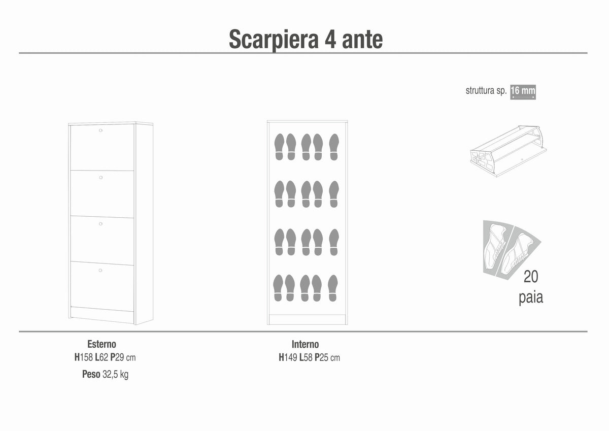 RANGE-CHAUSSURES 4 PORTES P.29 194-C