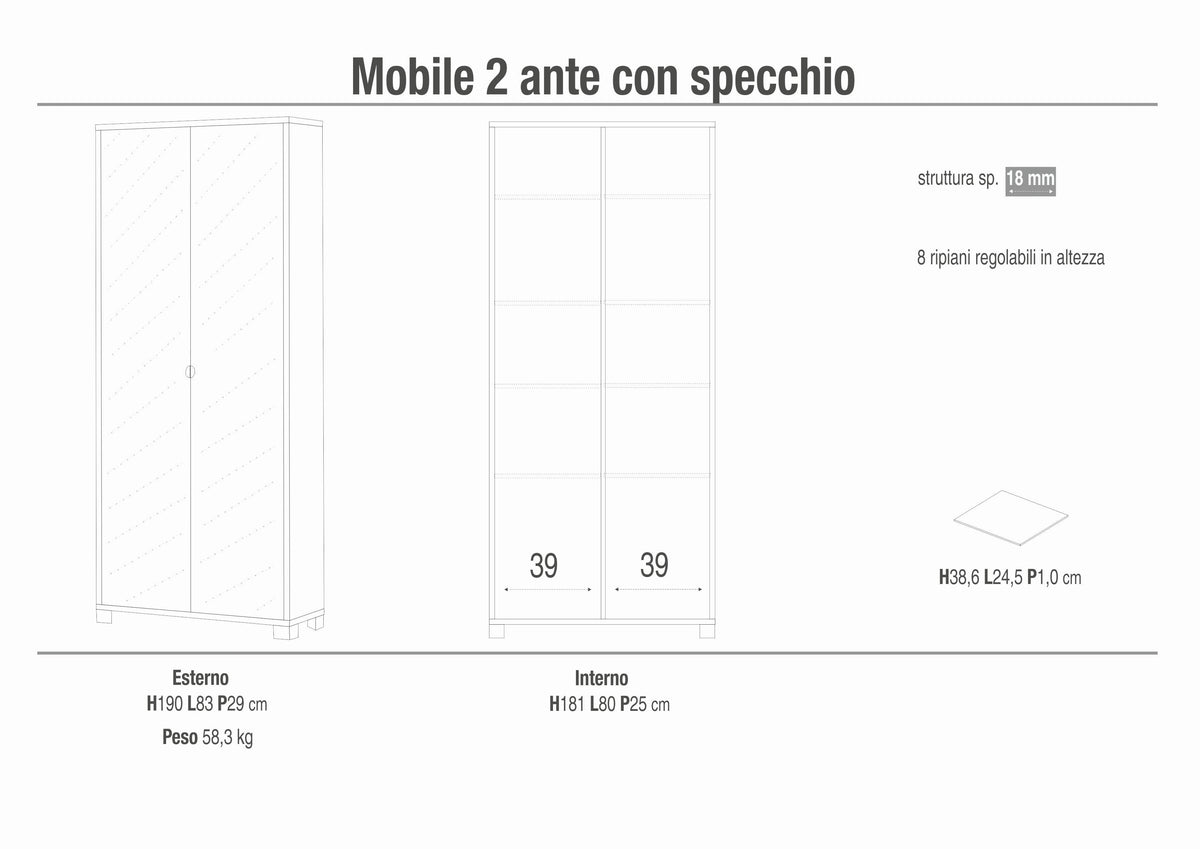 MOBILE 2 ANTE SPECCHIO KIT 747SPK-C