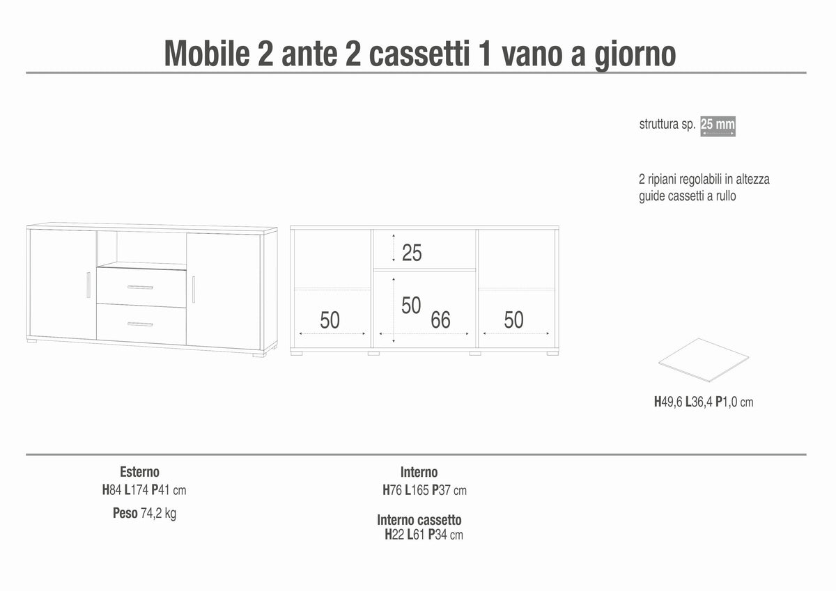KIT D'ARMOIRE 2 PORTES 2 TIROIRS DB802K-C