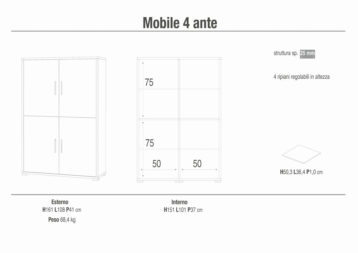 KIT D'ARMOIRE 4 PORTES DB834K-C